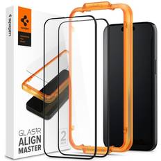 Bildschirmschutz Spigen Glass tR AlignMaster 2 Pack FC Black iPhone 15 Pro