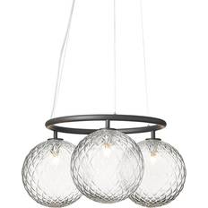 Illuminazioni Nuura Glaskugel-Pendelleuchte Miira 3 Circular Lampadario Rock Grey/Optic Clear Lampada a Sospensione