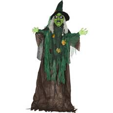 Halloween Party Supplies Homcom 6ft Halloween Witch, Life Size Outdoor Halloween Prop Decoration Multi-Coloured