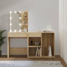 Coiffeuses vidaXL À LED Avec Armoire Chêne Sonoma Bois d'ingénierie Coiffeuse