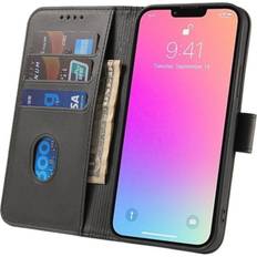 Wallet Cases Skal-man iPhone 15 Pro Wallet Cover Med Kortholder, Sort