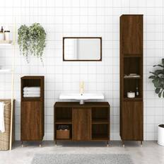 Arredamenti Bagno vidaXL Mobili Da Bagno 3 pz Rovere Marrone in Legno Multistrato