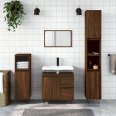 Arredamenti Bagno vidaXL Mobili da Bagno 3 pz Rovere Marrone in Legno Multistrato