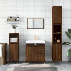 Arredamenti Bagno vidaXL Mobili da Bagno 3 pz Rovere Marrone in Legno Multistrato Casa & Cucina