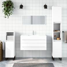 Arredamenti Bagno vidaXL Mobile Da Bagno Con Specchio Bianco In Legno Multistrato MXL 106066