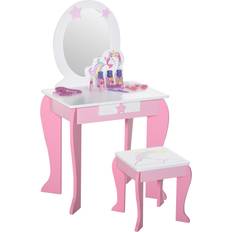 Kid's Room Homcom Girls Dressing Table with Mirror Dressing Unicorn