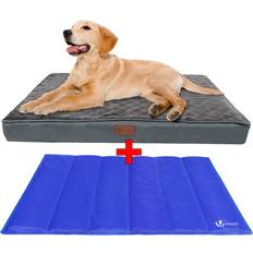 Vounot Bed with Cooling Mat, Wahsable Pet Mattress Crate 76x51x9cm