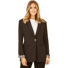 Black Blazers Yumi Leopard Print Cuff Blazer, Black