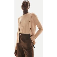 Pockets Cardigans Whistles Women's Ribbed Cardigan Camel