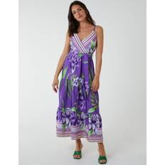 Blue Vanilla Floral Wrap Maxi Dress Purple