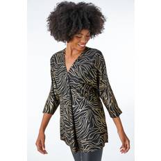 Roman Metallic Print Tunic Top