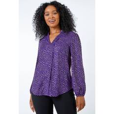 Purple Blouses Petite Metallic Spot Print Blouse in Purple