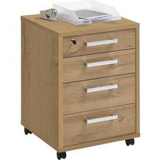 FMD Mobile Drawer Cabinet 48 x 49.5 x 65.5 cm Oak Brown Writing Desk