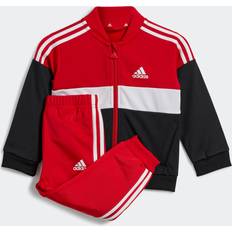 adidas Tiberio 3-Stripes Colorblock Shiny træningsdragt Better Scarlet White Black