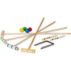 Relaxdays Krocket spel, 4 spelare barn vuxna komplett set med väska Croquet Set trä S, natur, EU