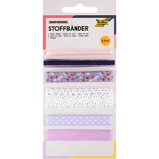 Wit Cadeaupapierlinten Folia stoffen linten, 6 geassorteerde kleuren, totale lengte 5,5 m, sweet bouquet