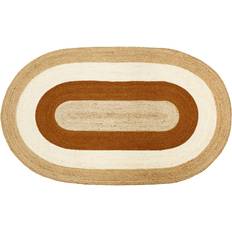 Dixie Elin Striped Oval Jutetæppe 92 x 150 cm Beige, Hvid