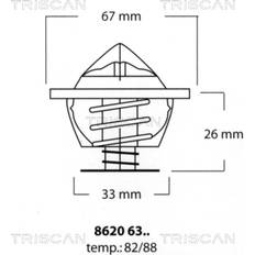 Thermostats de radiateur Triscan 8620 6382 Thermostat d'eau Calorstat, Thermostat 82 Boîtier séparé BMW: 5 Berline, 3 Berline, 5 Touring, PORSCHE: Cayenne