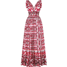 3XL - Lange Kleider Dolce & Gabbana Majolica Poplin Maxi Dress - Pink