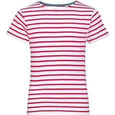 OEKO-TEX Tops Children's Clothing Sol's Kid's Miles Round Neck Striped T-shirt - White/Red (01400-987)