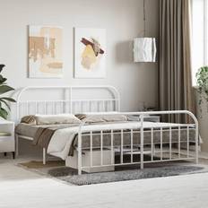 vidaXL Metal Bed Frame with Headboard and Footboard 180 x 200 cm White
