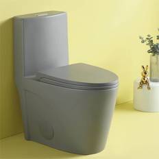 Gray Water Toilets Bed Bath & Beyond ABRUZZO Dual-Flush Elongated One-Piece Toilet N/A Light Grey