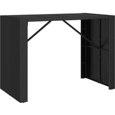 vidaXL Barbord Med Glasplade 145x80x110 cm Polyrattan Sort Barborde