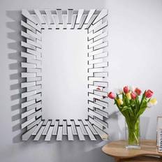 Hanging Mirrors Furniturebox Starburst Silver Wall Mirror 66x100cm