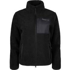 Knowledge Cotton Apparel Women's Teddy High Neck Zip Jacket, L, Black Jet