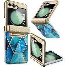 Mobile Phone Accessories i-Blason Cosmo Series Protective Case for Samsung Galaxy Z Flip 5 5G 2023 Marble Blue