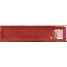 Red Tiles Emser Tile Raku Ruby Glossy Brick Look Ceramic 6.05 sq. ft./Case, Red