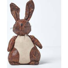 Homescapes Faux Leather Animal Rabbit Door Stopper Brown