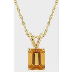 Celebration Gems 14K Emerald-Cut Pendant w/ Chain Yellow Gold