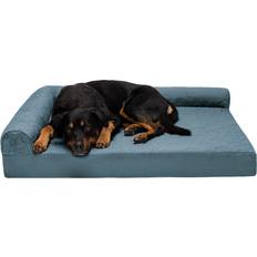 FurHaven Paw-Quilted Deluxe Chaise Orthopedic Cat & Dog Bed with Bluestone, Jumbo