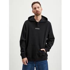 Guess Men Sweaters Guess Eco Roy Embroidered Logo Hoodie Black