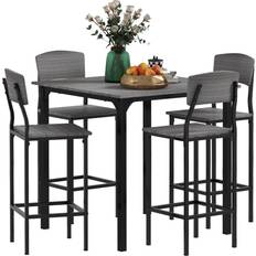 Black Dining Sets Homcom Square Kitchen Table Grey Dining Set 35.5x35.5" 5pcs