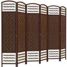 Brown Room Dividers Homcom Panel 5.6 Wave Fiber Room Divider