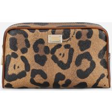 Dolce & Gabbana Neceseres Dolce & Gabbana Leopard-print Crespo toiletry bag with branded plate leo_ingrand_marrone one size