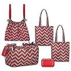 Bags Sachi Shop Pack Go Market Totes Grocery Bag 5 Pce Set Red Chev