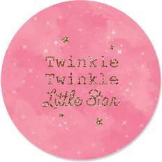 Pink Sashes Big Dot of Happiness Pink Twinkle Twinkle Little Star Party Circle Sticker Labels 24 Ct Pink Pink