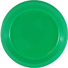 Green Disposable Plates Jam Paper Round Plastic Party Small 7 inch Green 20/Pack