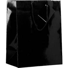 Jam Paper Large Glossy Gift Bags 10 x 13 x 5 Black 3/Pack