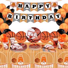 Gatherfun basketball party supplies paper plates napkins cups knives forks sp