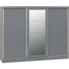 Plastic Clothing Storage SECONIQUE Nevada Grey Gloss Wardrobe 243x194cm