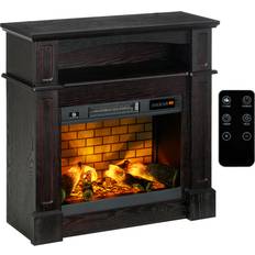 Fireplaces Homcom Electric Fireplace with Mantel, Freestanding Heater Corner Firebox with Log Flame, Shelf and Remote Control Brown