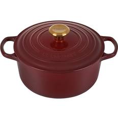 Rød Gryder Le Creuset Signature Rund Gryde Ø 24 cm Garnet med låg