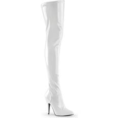 Pleaser seduce-3000 overknee stiefel weiﬂ lack stretch hochzeit tabledanc