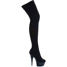 48 ½ Hohe Stiefel Ellie Shoes Black Stretch Lycra Women's Thigh High Boots Black