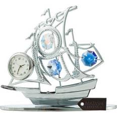 Crystal Table Clocks Plated Silver Sailboat Ornament Table Clock