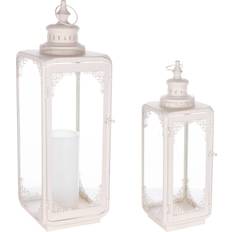 Melrose Set of 2 Ornate Curve Lanterns Candle